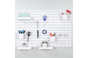 Sibosen Pegboard Combination Kit with 6 Panels 28x28cm Peg Boards for walls and 44 Accessories Wall Organizer for Room Storage Organization and Decoration, Free Combination & Dual Installation Options