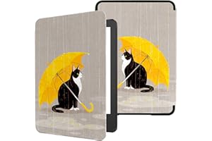 TOKILO 6" Case for Kḭndle 6 inch eReader (11th Gen, 2024/2022 Release), Case for iPad 6" eBook, Ultra Lightweight Slim PU Leather Protective Cover with Auto Wake/Sleep, Cat