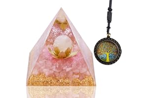 ZOOFUEL Healing Crystal Stones Pyramid Chakra Gifts for Women Men Friend Birthday Teenage Friendship Unusual Stone (Rose Quartz Orgone)