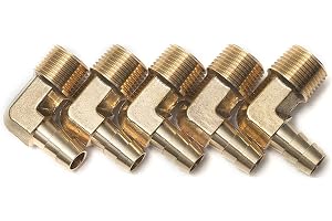 LTWFITTING 90-graders Vinkelkoppling i Mässing med Slanganslutning 3/8-Inch Hane BSPT x 3/8-Inch(10mm st) ID Slang Båt Vatten