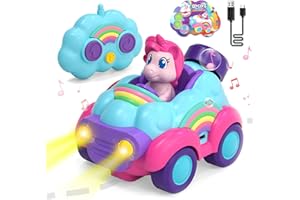 Lehoo Castle Macchina Telecomandata per Bambini, Unicorno Giocattolo con Luci e Musica, Giocattoli Bambina 2 3 4 5 6 Anni