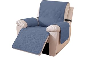 Ystyle Copripoltrona Relax Reclinabile, Reversibile Copri Poltrona Con Braccioli Universale, Copertura Poltrona Elettrica Antigraffio Antimacchia (1 Posto, Grigio Blu + Grigio Chiaro)