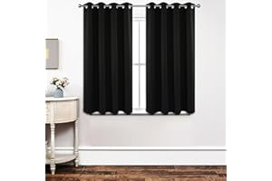 Joydeco Tende Oscuranti per Interni 2 Pezzi, Tende Termiche con Occhielli per Soggiorno Moderne, Cameretta Bambini, Camera da Letto Blackout Curtains (Nero, 2xL117xA137)