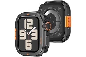 Amizee Métal Coque Compatible avec Apple Watch SE 3/2/1 Série 6/5/4 44mm avec Couverture Arrière, Robuste Protecteur Anti-Rayures Coque pour iWatch 44mm, Noir