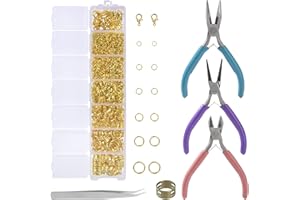QH-Shop Kit de Reparación de Collares, Argollas con Alicates de Punta de Aguja, Abridor de Anillos y 3 Alicates de Joyería para Hacer y Reparar Collares y Pulseras y Pendientes Accesorios