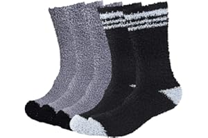 Chalier Cozy 5 Pairs Mens Fluffy Slipper Socks, Thermal Comfy High Elasticity Sock - Thick Home Bed Socks for Winter