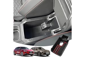 ‎LANGBEAN LANGBEAN Armlehne Aufbewahrungsbox für Seat Leon 2024 2023 2022 2021 2020, Mittelkonsole Organizer mit Antirutschmatten für Cupra Formentor, Armlehne Organizer Zubehör, Rot