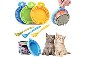 WASYPLSFOI Tin Can Lids Covers Lid Cover for Cans Tins Dog Cat Food Container Plastic 3 Standard Seal, with Spoon 3+3