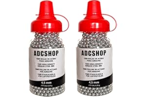 ADCSHOP 3000 Bolas de Acero - Steel BBS - en Dos biberones. Pack 2 x Botes de 1500 Bolas de Acero Calibre 4.5mm - munición para Pistolas de CO2