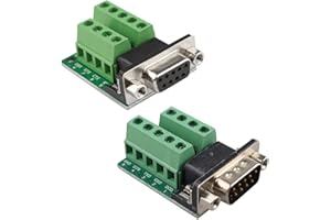 Futheda DB9 Maschio e DB9 Femmina D-SUB Breakout Scheda Adattatore Piastra 9 Pin Connettore RS232 Seriale a Modulo Segnale Senza saldatura con Dado (Maschio con Dado x 1, Femmina con Dado x 1)
