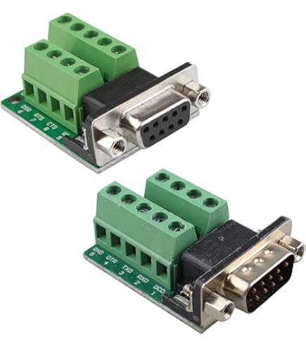 Futheda DB25 D-SUB Male And Female Port Breakout Board Connector 25 Pin 2-Row Adapter RS232 Solderless PCB Board To Terminal Block Signal Module Breakout Board With Thumb Screws