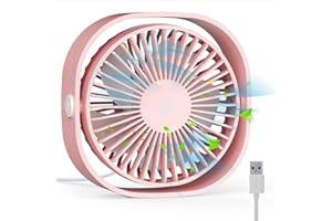 RATEL Mini USB Tischventilator, 12,5 cm USB Ventilator 3 Geschwindigkeiten Tragbar PC Ventilator mit 1,2 Meter langem Kabel, Mini-Schreibtisch Ventilator für Zuhause und Büro - Rosa