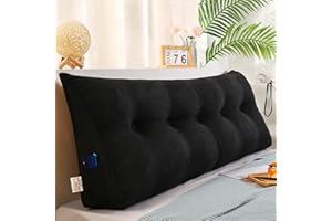 ZF YLYH Kissen Bett Rückenkissen Lesekissen für Bett Rückenlehne Kissen Rückenpolster Abnehmbar Bequemes Lendenkissen Sofa Rückenkissen Keilkissen mit Tasche(Schwarz,120 * 50 * 20cm)