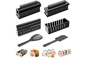 inheming Sushi Maker Kit Complet, 10 Pièces Moules à Sushi Kit de Préparation de Sushi Set Riz Rouleau Kit Sushi DIY