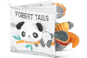 HOTUT Libri di Stoffa, Libro di Stoffa per Bambini, Sensoriali Giocattoli Morbidi 3D Code della Giungla, Libri in Tessuto Morbido Suono Cigolante e Stropicciato, Libri Sensoriali per Neonati, Panda