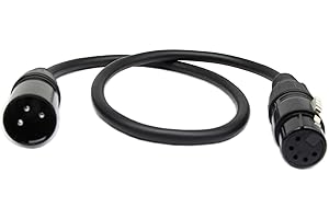 SinLoon DMX 512 Câble de lumière de scène XLR mâle 3 broches vers XLR femelle 5 broches avec connecteurs métalliques pour éclairage de scène et DJ- 0,5 m
