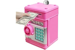 HUSAN Hucha electrónica para niños con código electrónico de cerditos, Mini cajero electrónico para Monedas ATM, Caja de Monedas, Juguete Divertido Regalo (Rosa Oscuro)