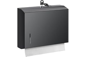 GORLARY Wall Mounte Commercial Paper Towel Dispensers, 10.4" L x 3.3" D x 8.3" H, Stainless Steel C-Fold Multifold Hand Paper Tissue Holder with Lock