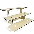 Torched 3-Tier Straight Retail Table Display Stand with Shelves for Products - Portable | 3 Step Straight Display Rack for Retail Table Top, Counter Top, Craft Shows, Farmers Market, Tradeshows