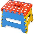 DXIA Folding Step Stool, One Step Plastic Stool, Portable Fold Up Footstool, Enough to Support Adults and Safe Enough for Kids, for Kitchen, Bathroom, Toilet, Caravan, for Children, Adult