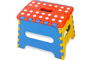 DXIA Folding Step Stool, One Step Plastic Stool, Portable Fold Up Footstool, Enough to Support Adults and Safe Enough for Kids, for Kitchen, Bathroom, Toilet, Caravan, for Children, Adult