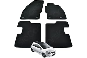 Carsio Carpet Car Mats For Vauxhall Corsa D & E (2006-2019) Tailored Fit Floor Mat Set Complete Accessory Black Custom Fitted - All Weather, Anti-Slip Backing & Black Trim