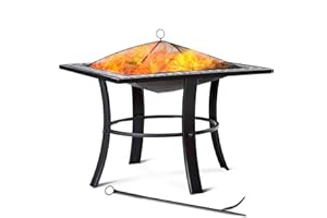 DEUBA GARDEBRUK® Braciere Quadrato da Esterno Mosaico in Acciaio 76x76cm Parascintille Camino da Giardino Stufa Caminetto Patio