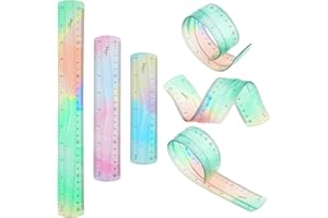 Amabro Set Righelli Flessibili, 3 Pezzi Righello 30 cm Righello 20 cm Righelli Trasparenti 15 cm Righello in Plastica Flessibile Righelli a Doppia Scala Righello Morbido Colorato per Ufficio Scuola