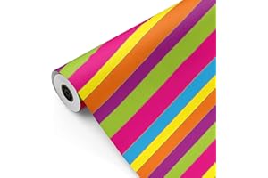Bobina papel de regalo, rollo grande 62cm x 100m • RAYAS Iris • Ideal para: Tiendas Negocios Comercios envolver regalos Cumpleaños Baby Shower Bodas Decoración [FP Fiesta Paper]