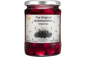Ved Gourmet Cerises au marasquin originales - Cerise italienne pour cocktails à l'ancienne - Cocktail végétalien, cerises bourbon au sirop naturel pour garniture de cocktail - Pot de 620 g