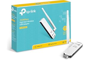 TP-Link TL-WN722N - Adaptador Wi-Fi USB inalámbrico, N 150 Mbps, Antena Externa 4 dBi, botón WPS, Compatible con Raspberry Pi, Windows, Mac OS X 10.6-10.11, Linux, Color Blanco