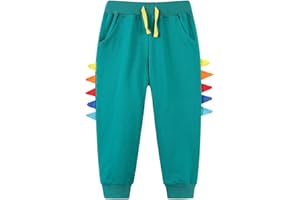 TEDD Pantalones Jogging para Niños 100% Algodón Estampados Dinosaurio Excavadora Cohete Pantalones Deportivos Tallas 1-7 Años