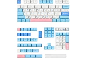 ‎SOLIDEE SOLIDEE 141-Tasten PBT-Tastenkappen Fünfseitige Sublimation Keycaps Cover Set OEM-Profil mit 6,25 U Leertaste für mechanische Gaming-Tastatur von Cherry MX Switch (Milchdeckel)