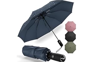 drytogo Paraguas plegable antiviento I Paraguas extra ligero 390 g I Paraguas pequeño Ø100 cm, para viaje y uso diario I Umbrella con apertura y cierre automático I Perfecto para mujer y hombre I