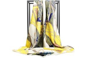HUNKER Foulard en soie pour femme - Grand carré Satin 90 cm