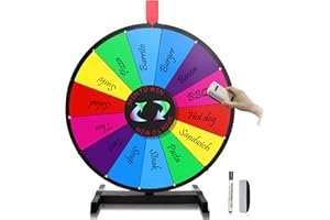 iElyiEsy 18 Inch Spinning Wheel for Prize 14 Slots Tabletop Prize Wheel Spinner with Stand, Dry Erase Marker and Eraser for Trade Show Carnival Party Pub Fortune Game