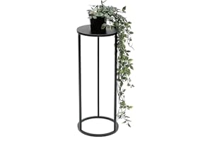 DanDiBo Blumenhocker Metall Schwarz Rund 50-70 cm Blumenständer Beistelltisch 96316 Blumensäule Modern Pflanzenständer Pflanzenhocker (50 cm)
