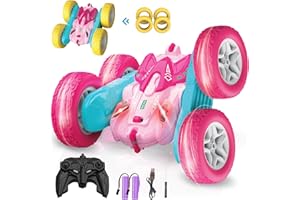 seveclotree Voiture Télécommandée Fille,4WD Voiture Telecommandé Tout Terrain 2,4GHz Radiocommandée RC Stunt Car,Jeux Extérieur Interieur Jouet Cadeau Fille 3 4 5 6 7 8 9 10 Ans