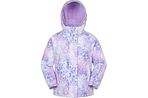 Mountain Warehouse Veste de Ski Snowdrop imprimée pour Enfant - Imperméable, Jupe Pare-Neige intégrée, Poches zippées, Capuche détachable, Poignets Ajustables, Hiver