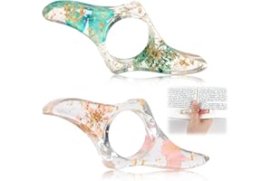‎JINSIHU 2 Stück Daumenring Seitenhalter, Trockenblumen Buchseitenhalter Buchhalter Daumen Lesezeichen Transparent Buchöffner Lesezubehör handgefertigt Buch Seitenhalter aus Harz für Lehrer Buchliebhaber