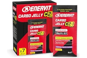 Enervit, Carbo Jelly C2:1PRO, Gelatine Energetiche, 30g di Carboidrati, Gusto Tropicale, Per Attività di Endurance ad Alta Intensità, Massima Tollerabilità, Senza Glutine, Vegan, Box da 7 Confezioni