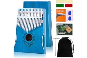 LAQULA Kalimba 17 Teclas Pulgar Piano - Piano de Dedo Mbira Sanza Instrumento Musical Profesional con Instrucción de Estudio Martillo de Afinación Regalo Para Niños Adultos
