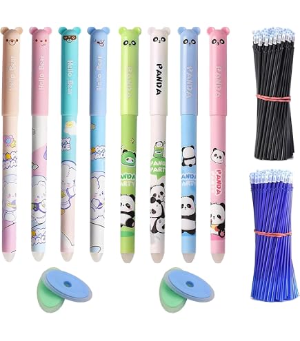 8 Stylos Gel Effaçables Trop Mignons Avec Motifs Animaux - Pointe 0,5 Mm - Idéal Pour L'école, Le Bureau Ou En Cadeau