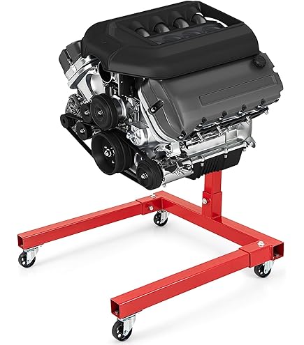 Motorsteun en Versnellingsbak Ondersteunings 900kg Opvouwbare Poten Robuust Draaibare 360 Rotatie 810mm Werkhoogte 6 Wielen 2 Remmen 4 Montage Armen Professionele Auto Trolley Garage Werkplaats