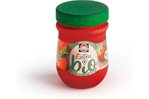 Erzi 19090 Marmelade Schwartau Erdbeere aus Holz, Kaufladenartikel für Kinder, Rollenspiele