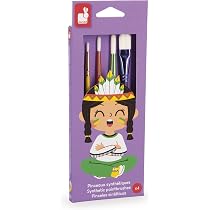 Set De 4 Pinceles Janod Para Niños De 4 Años, Tres Redondos De Nº4, 10 Y 14 Y Uno Plano Nº14, Mango De Madera Y Cerdas Sintéticas, Fáciles De Limpiar, Para Pintura Y Manualidades