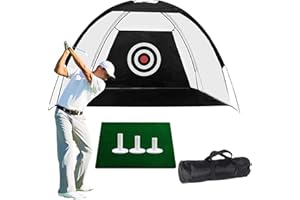 AMRTA Filet de Practice de Golf Entrainement 3m Chipping Jardin Portatif d’Entrainement avec 3 Pièces 2,25 2,75 3 Tés Tees en Caoutchouc et Tapis 60x30cm