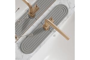 LeKuni Protector Salpicaduras Cocina, Protector Mueble Fregadero De Diatomita, Alfombrilla Fregadero, Alfombrilla para Grifo De Fregadero para Encimeras De Baño [Gris 45x10cm]