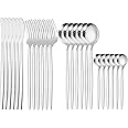 Erised's Bifrost Modern Simplicity handle Piece Stainless Steel Flatware Cutlery Set,Portable Utensils,Travel Camping,Dishwasher Safe,Steak/Cheese/Butter Knife,Dessert Fork,Soup Spoons