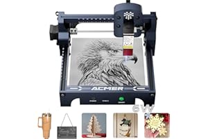 ACMER S1 6W Tragbarer Laser Graviermaschine, Mini lasergravur maschine Und Cutter, 0,04 mm Präzision für DIY Holz, Metall, Acryl und Leder, Laserklasse 4, Blau Lasergravlerer 130 x 130 mm